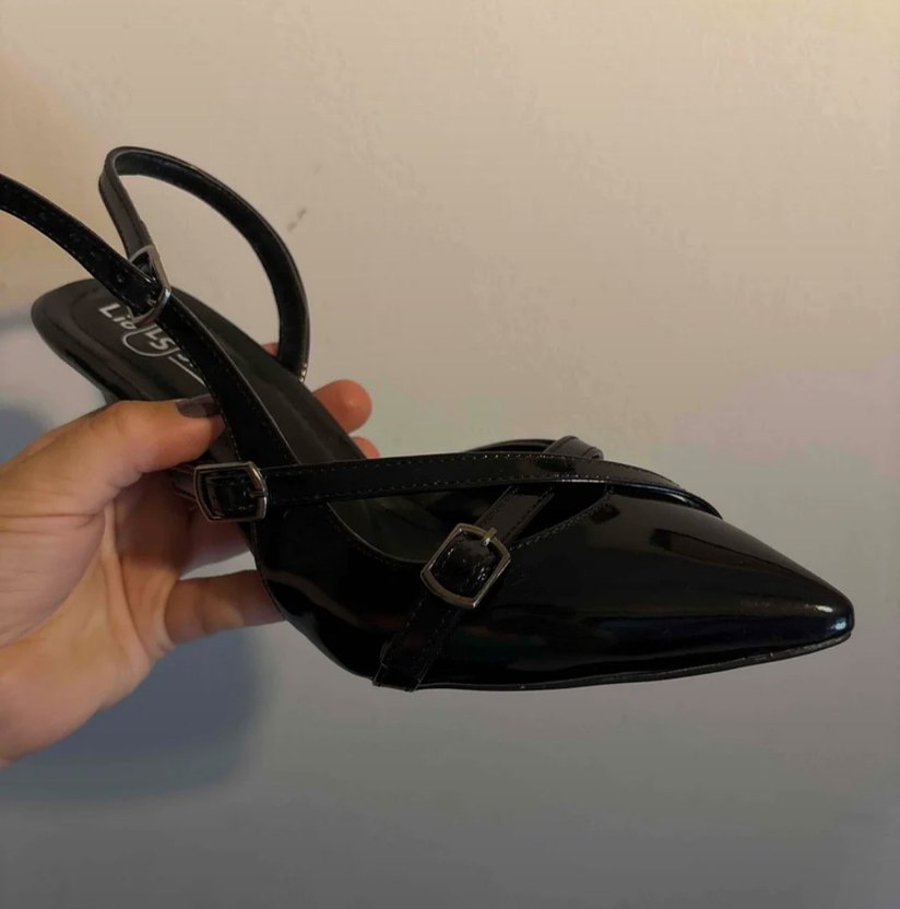 Siyah Yılan Desenli Tokalı Stiletto - Görsel 2