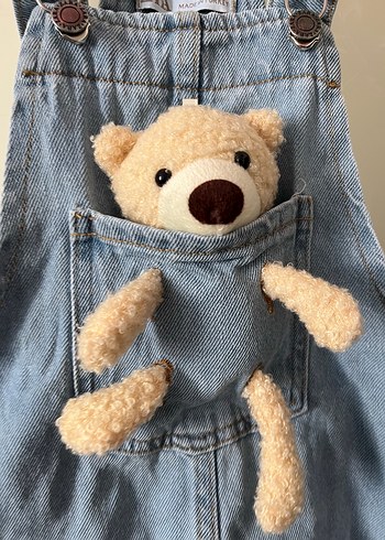 5 Yaş Beden Kız erkek için Mavi Denim Askılı Tulum