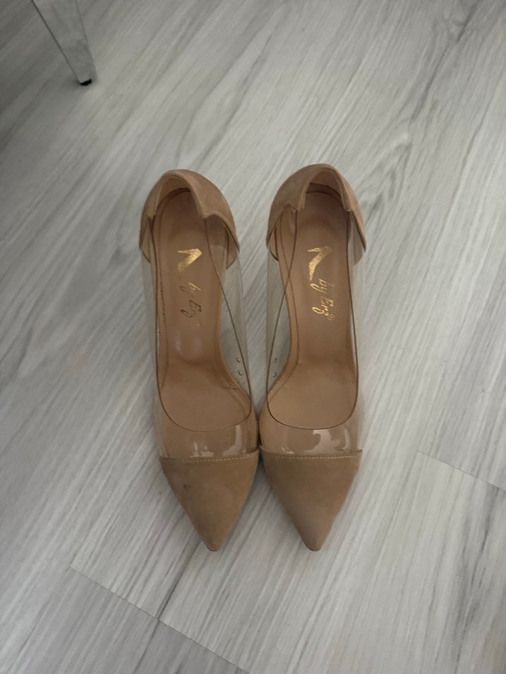 Bej Süet Stiletto Topuklu Kadın Ayakkabı 10 cm - Görsel 3