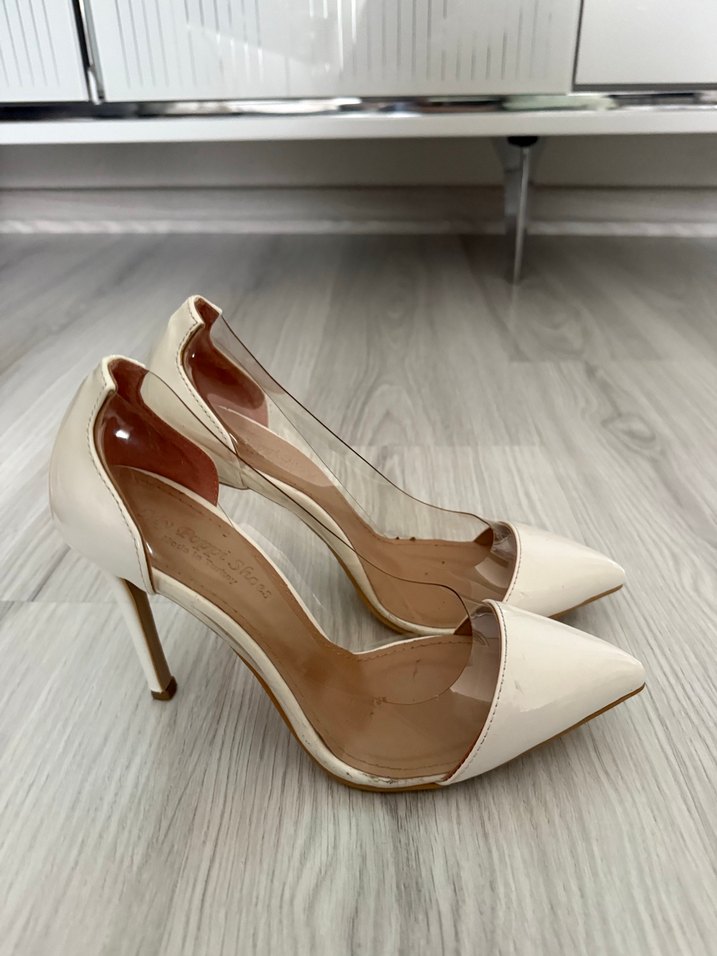 Beyaz Şeffaf Stiletto Topuklu Kadın Ayakkabı - Görsel 4
