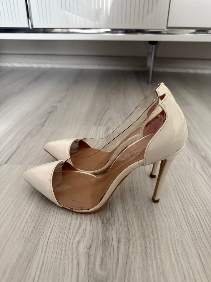 Beyaz Şeffaf Stiletto Topuklu Kadın Ayakkabı - Görsel 2