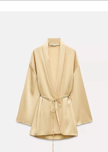 Zara Zara sarı saten ikili kimono takım
