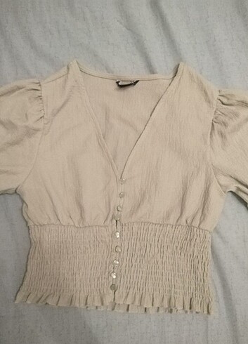 Açık yeşil bel ve kol lastikli crop