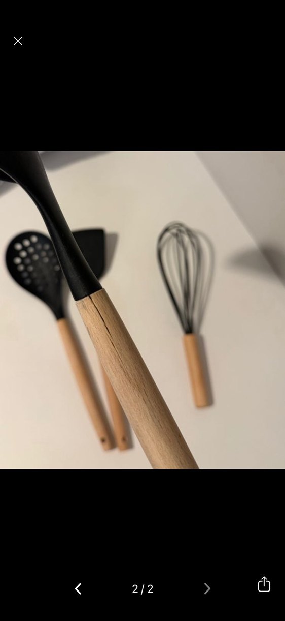 Ahşap Saplı Siyah Mutfak Gereçleri Seti - Görsel 2
