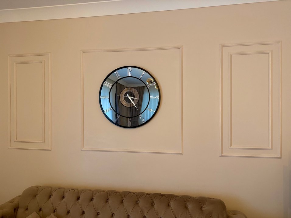 Siyah Gümüş Duvar Saati 60x60 - Görsel 2