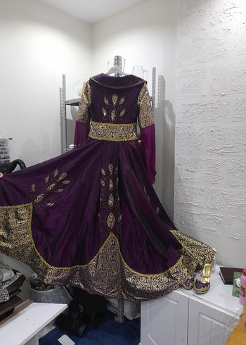 Diğer Diger Mor Uzun Kollu Gotik Kadın Henna Elbise
