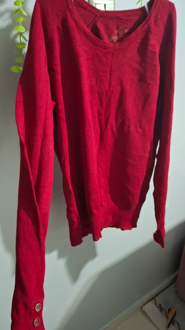 Bordo Kadın Uzun Kollu Basic Triko - Görsel 3