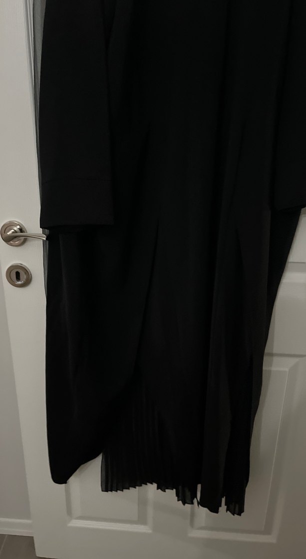 Siyah Uzun Kollu Drapeli Kadın Mezuniyet Elbisesi - Görsel 4