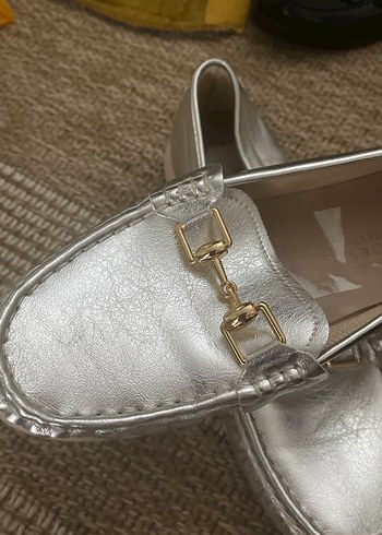 Bambi Altın Renkli Deri Kadın Günlük Loafer