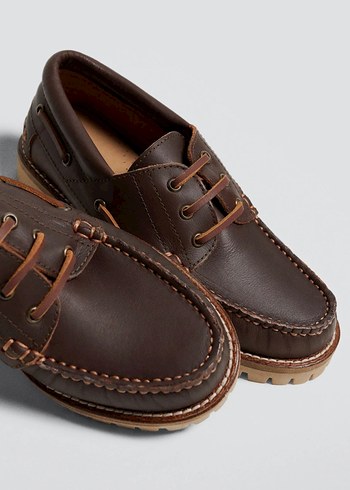 MANGO Kahverengi Deri Erkek çocuk makosen Günlük Ayakkabı - Görsel 4