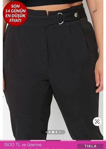siyah beli ayarlanabilir kemerli dokuma kumaş pantolon - Görsel 2