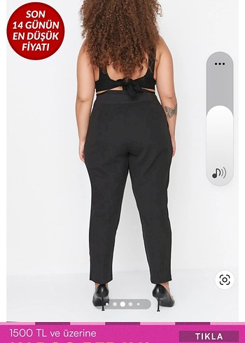 siyah beli ayarlanabilir kemerli dokuma kumaş pantolon - Görsel 3