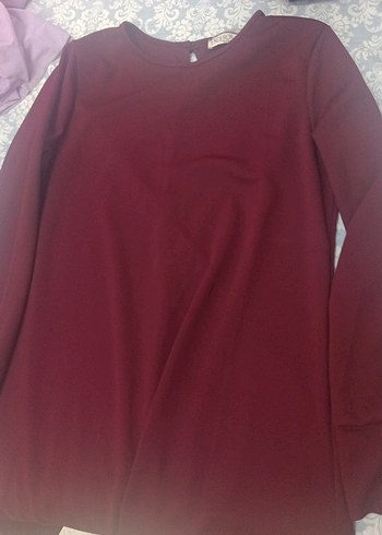 Bordo Uzun Kollu Midi Tunik