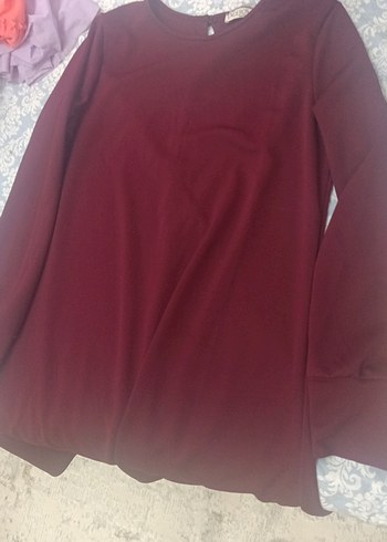 38 Beden bordo Renk Bordo Uzun Kollu Midi Tunik