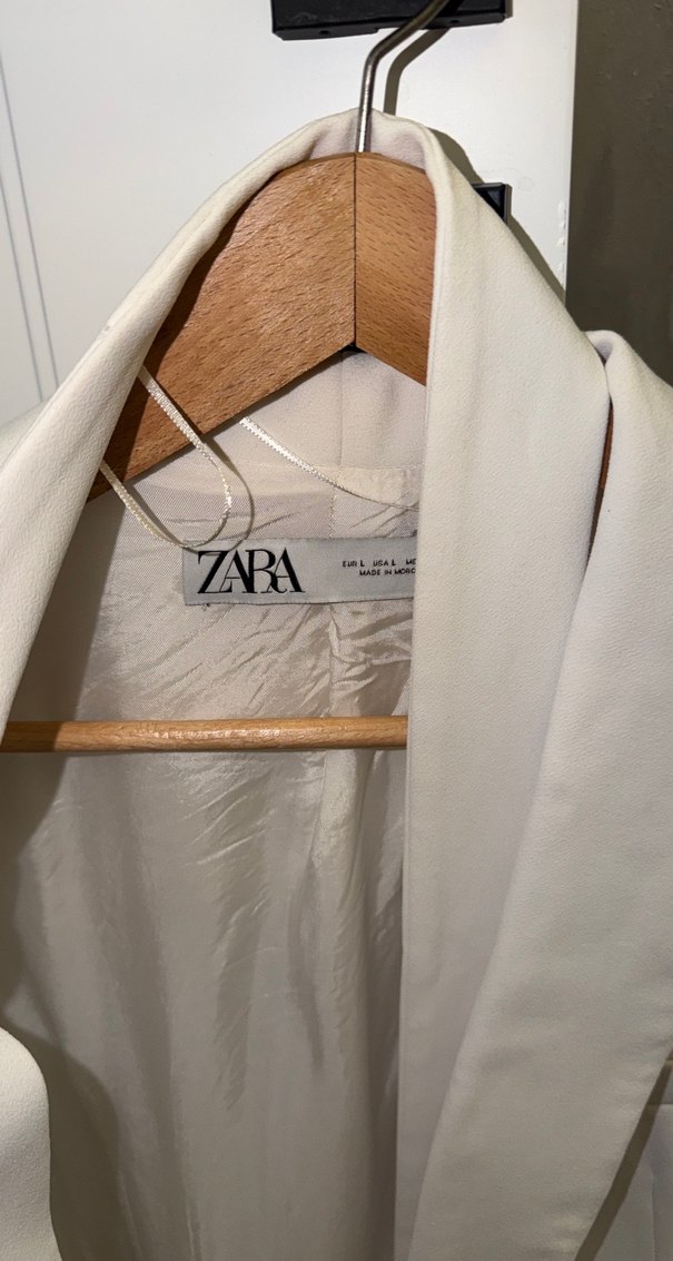 Düğmeli Beyaz Kadın Blazer Ceket - Görsel 2