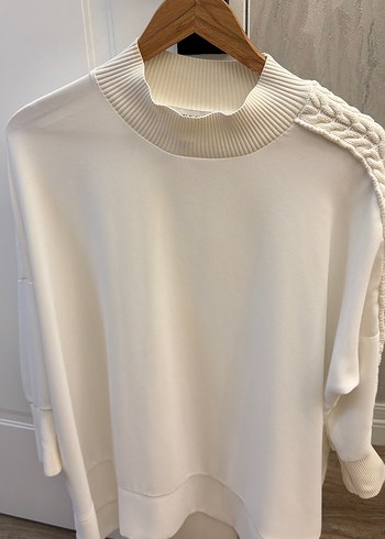 Beyaz Yüksek Yaka Örgü Kadın Kazak - Görsel 5