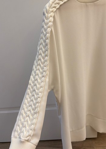 Beyaz Yüksek Yaka Örgü Kadın Kazak - Görsel 2