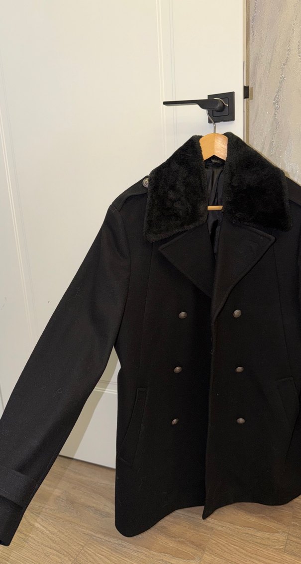 Kürk Detaylı Siyah Erkek Kaban AVVA - Görsel 2