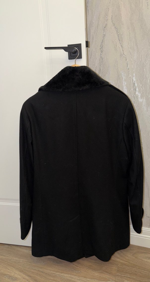 Kürk Detaylı Siyah Erkek Kaban AVVA - Görsel 3