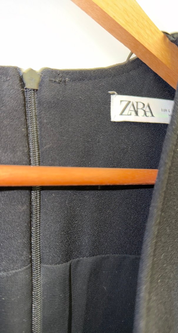 Siyah V Yaka Kadın Midi elbise - Görsel 3