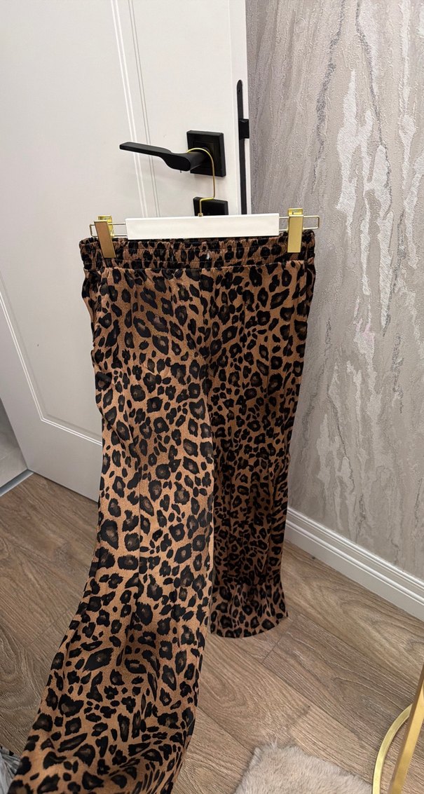 Kahverengi Leopar Desenli Kadın Gömlek takım - Görsel 3