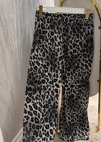 Gri Leopar Desenli Kadın Gömlek takım - Görsel 2