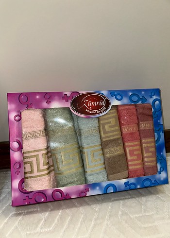 Pastel Renkli Desenli Havlu Seti