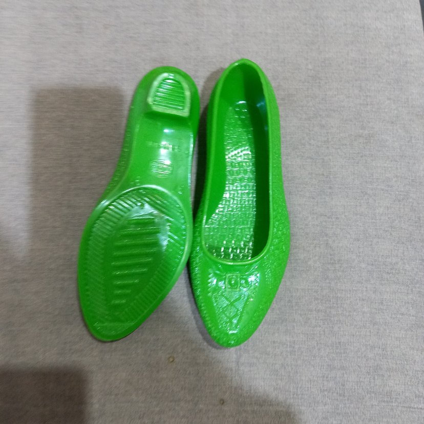 Yeşil  topuklu naylon lastik bayan ayakkabı - Görsel 2
