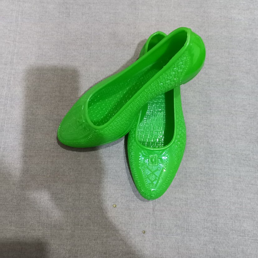 Yeşil  topuklu naylon lastik bayan ayakkabı - Görsel 3