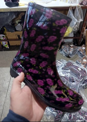 Kahverengi Zebra Desenli Kadın Dizüstü Yağmur Çizmesi - Görsel 2