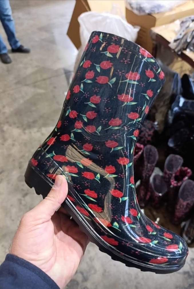 Kahverengi Zebra Desenli Kadın Dizüstü Yağmur Çizmesi - Görsel 3