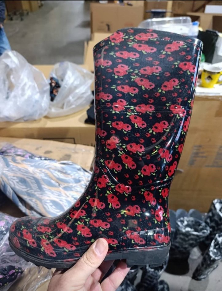 Kahverengi Zebra Desenli Kadın Dizüstü Yağmur Çizmesi - Görsel 4