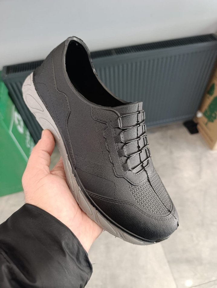 Siyah Gri Elastik Erkek Spor Ayakkabı - Görsel 3