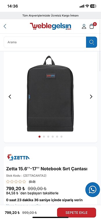 Zetta marka bilgisayar notebook çantası