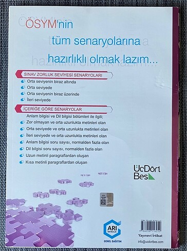 ÜçDörtBeş Yayınları ÖSYM Tarzında TYT Türkçe Denemeleri