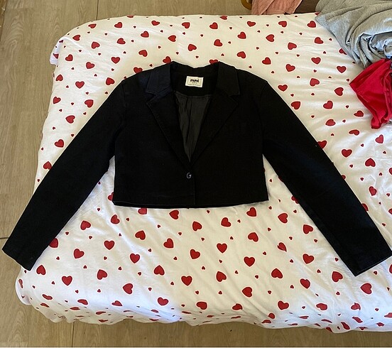 l Beden siyah Renk Crop Blazer Ceket