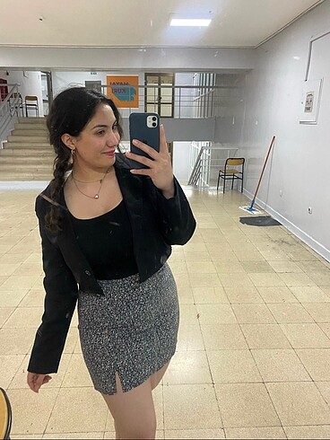Çiçek desenli mini etek