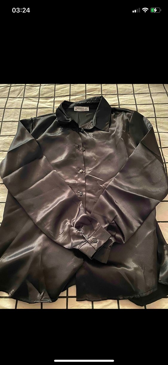 Siyah Saten Gömlek - Görsel 2