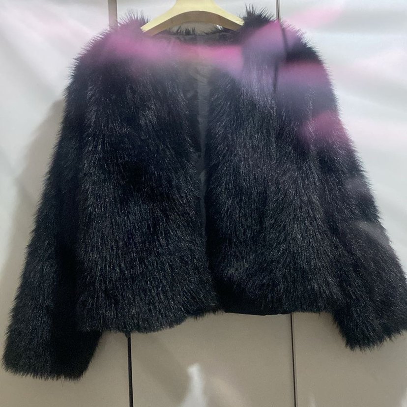 Kürklü Siyah Mini Kadın Mont - Görsel 4