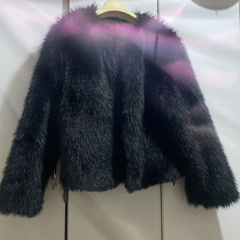 Kürklü Siyah Mini Kadın Mont - Görsel 2