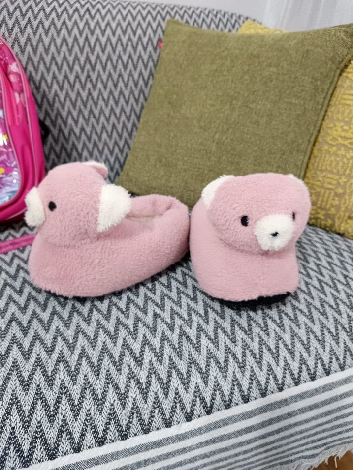 Kızlar için Pembe Peluş Ev Terliği - Görsel 5