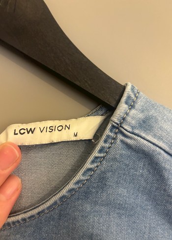 m Beden Mavi Denim Elbise
