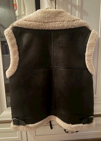 Kürklü Kahverengi Mango Kadın Yelek - Görsel 3