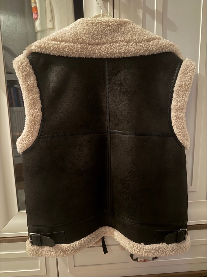 Kürklü Kahverengi Mango Kadın Yelek - Görsel 3