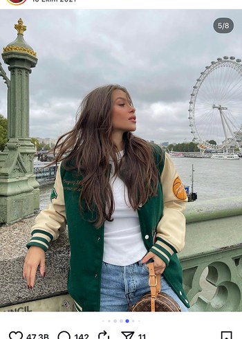 Zara Yeşil Baskılı Kadın Bomber Ceket - Görsel 2