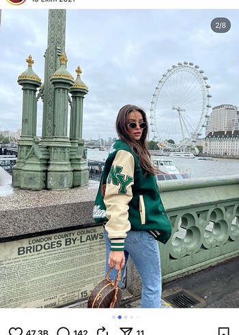 Zara Yeşil Baskılı Kadın Bomber Ceket - Görsel 4