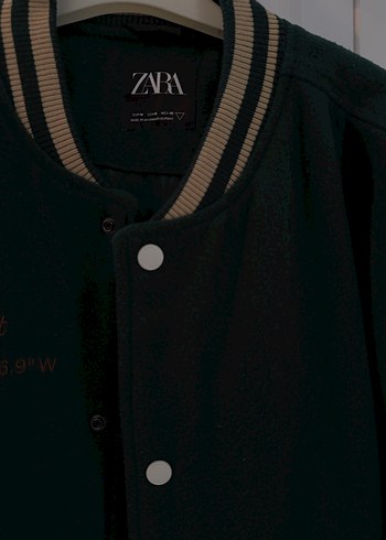 Zara Yeşil Baskılı Kadın Bomber Ceket - Görsel 7