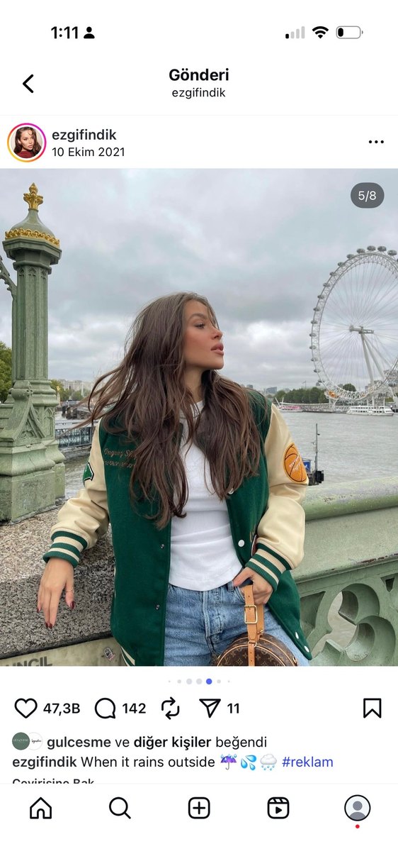 Zara Yeşil Baskılı Kadın Bomber Ceket - Görsel 2