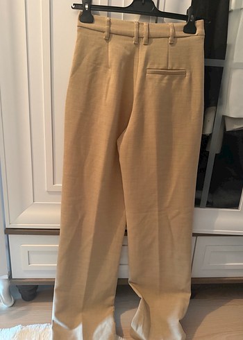 Bershka Bej Düğmeli Kadın Plazzo Pantolon - Görsel 4