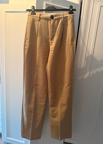 Bershka Bej Düğmeli Kadın Plazzo Pantolon - Görsel 2